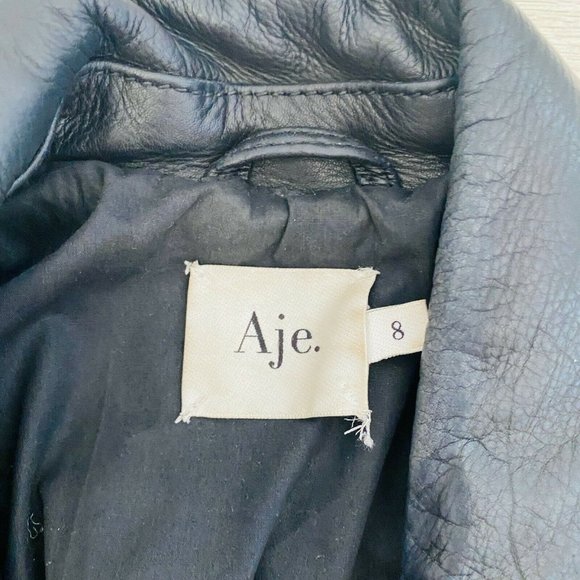 Aje 'Bowie' Black Leather Women's Jacket Black Size 8 Fully Lined Excl Condition - Picture 6 of 12